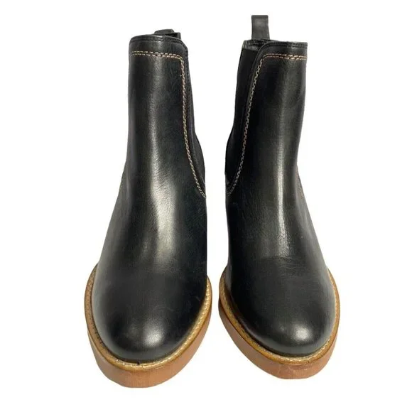 Midas Black Genuine Leather Block Heel Boots Size 36 / 6 RRP$248 Ankle Bootie - Picture 3 of 10